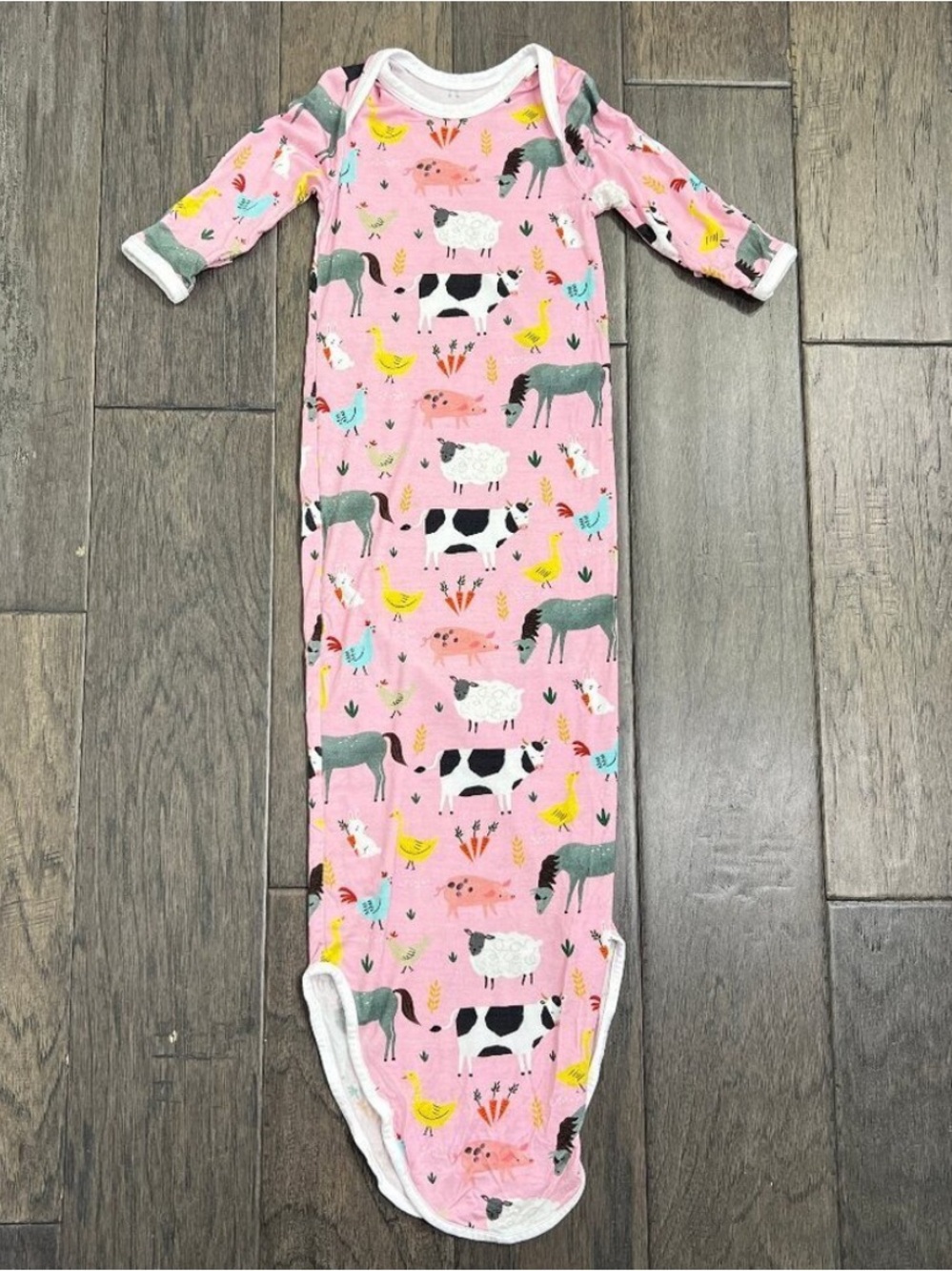 Little Sleepies Newborn Gown Pink Farm Animals Like New